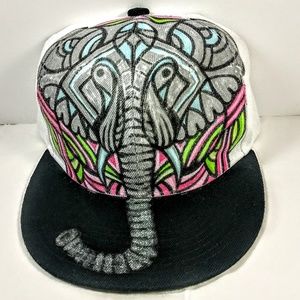 Hand Painted Elephant Baseball Snap Back Hat